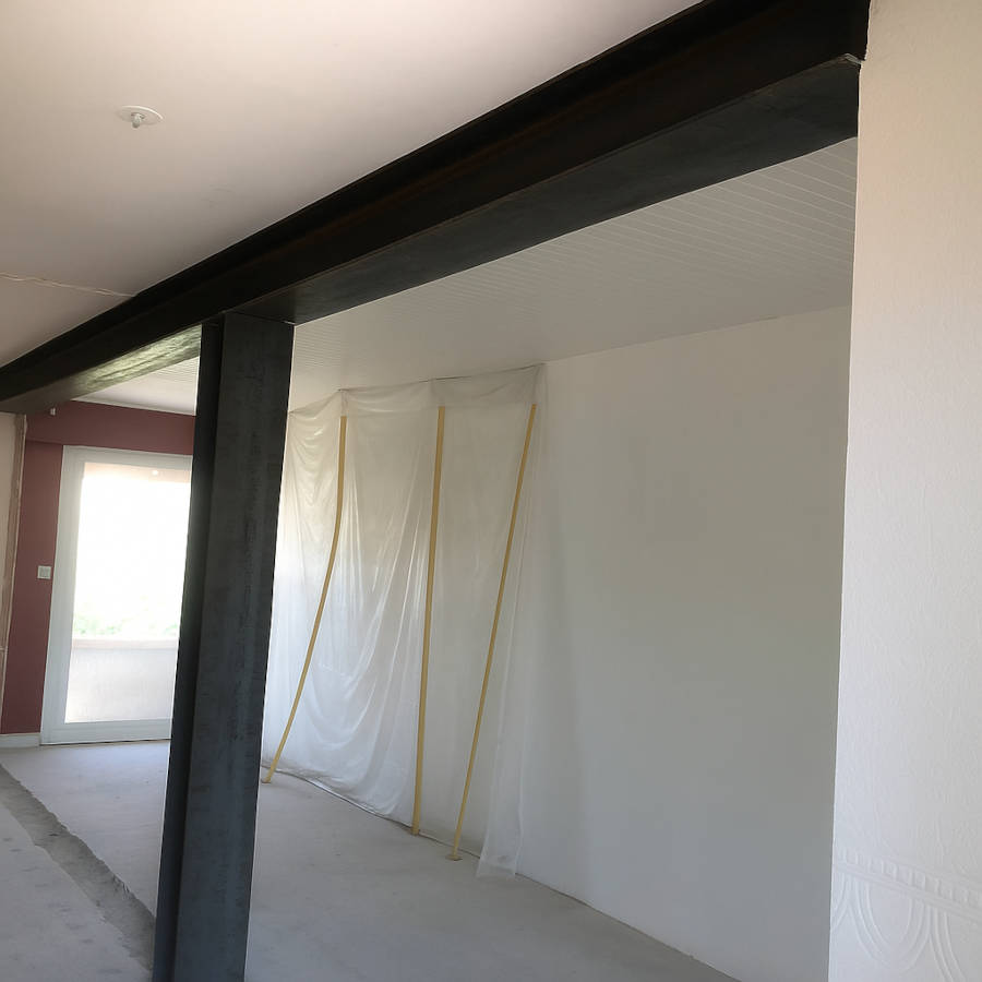 BOUTIN Maçonnerie - Frangement intérieur avec poutre métallique à St Aignan de Grand Lieu
